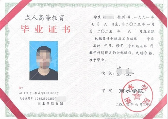 合肥丽水学院毕业证样本图片